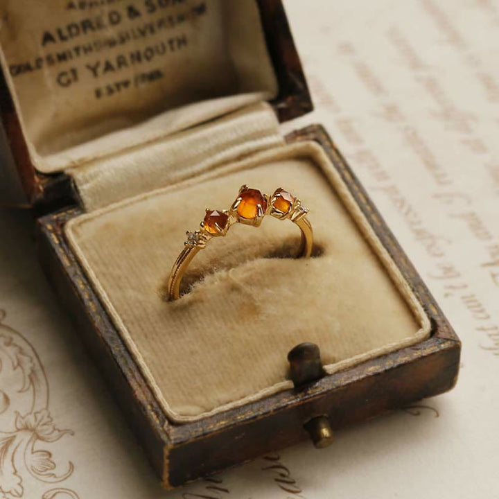 Anello con granato arancione regolabile Olivenorma