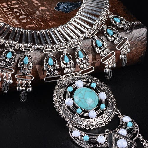 Collana con catena per il corpo incastonato in gemme bohémien Olivenorma