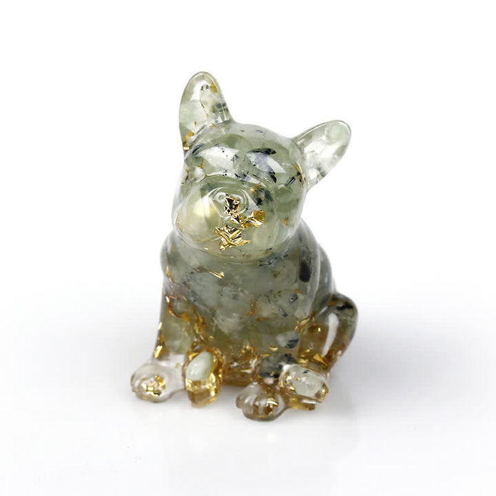 Decorazione in pietra preziosa Bulldog francese in cristallo Olivenorma