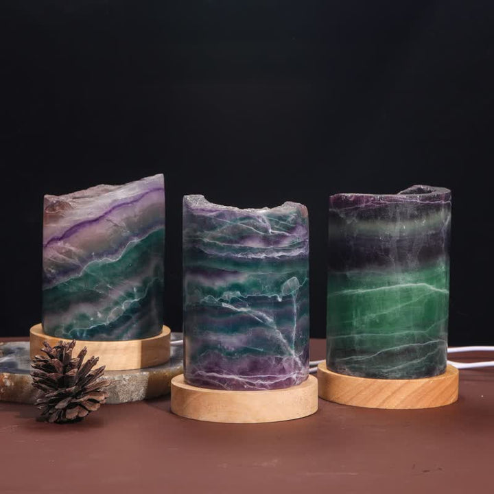 Lampada cilindrica in fluorite naturale Olivenorma