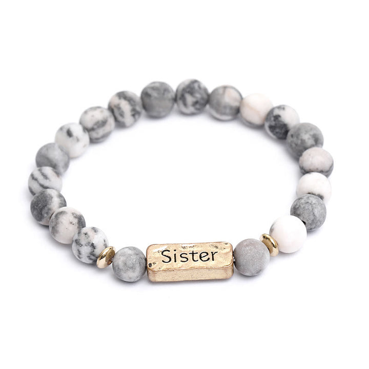 Bracciale con incisione della sorella in pietra preziosa naturale Olivenorma 