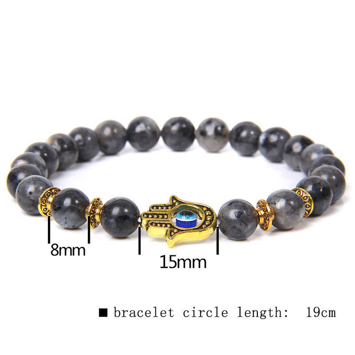 Olivenorma Evil Eye Hamsa 8mm Bracciale da uomo con perline naturali 