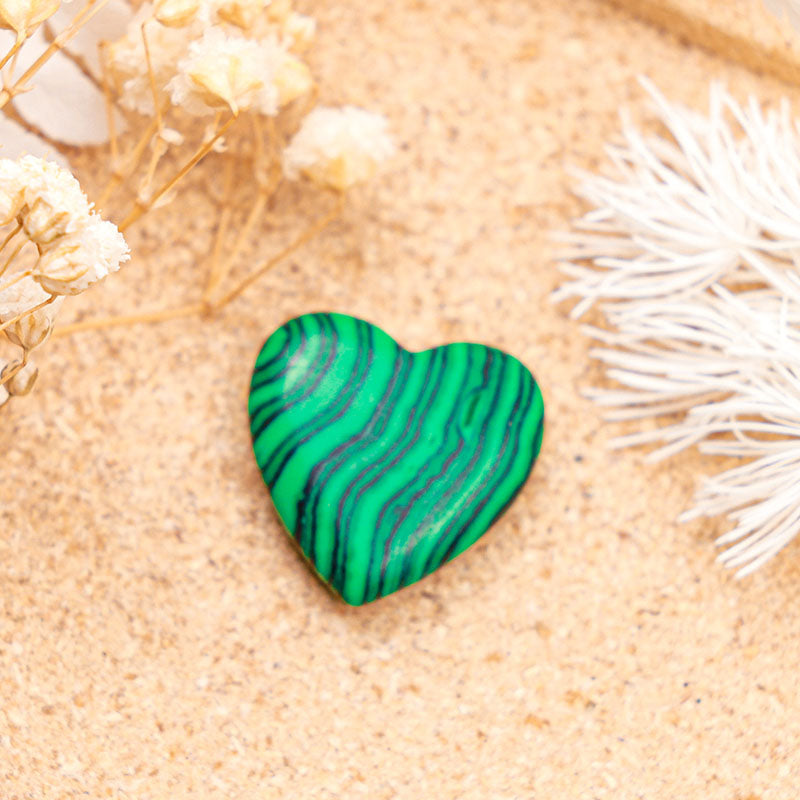Cuore di cristallo di protezione in malachite Olivenorma