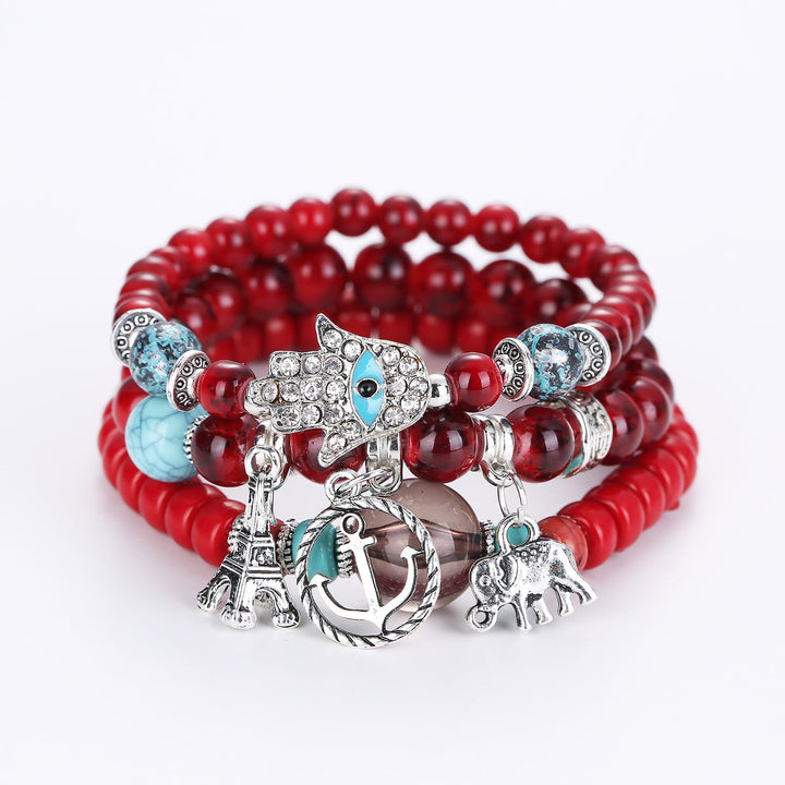 Olivenorma Elephant Tower Evil Eye Bracciale Hamsa Set