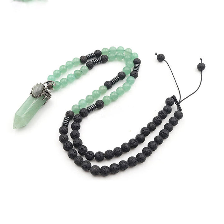 Collana Mala con ciondolo a prisma esagonale in cristallo naturale Olivenorma 