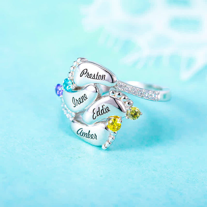 Olivenorma Anello creativo con pietre portafortuna incise sui piedi del bambino