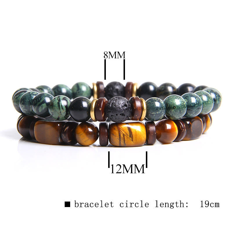Olivenorma Set di bracciali in pietra occhio di tigre turchese africano