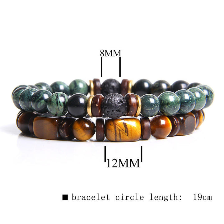 Olivenorma Set di bracciali in pietra occhio di tigre turchese africano