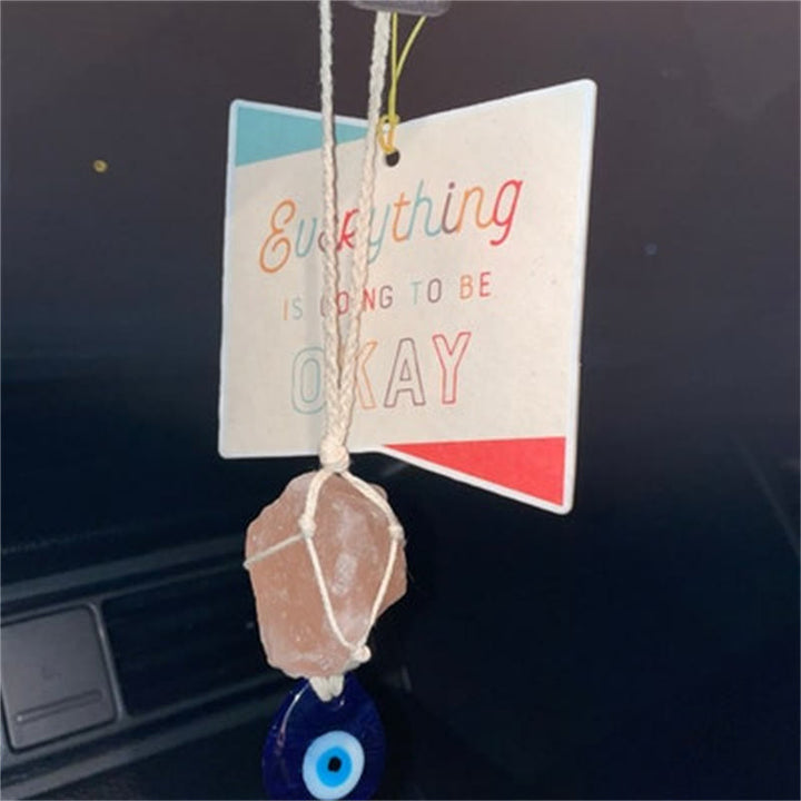 Ornamento per auto con occhio malvagio in pietra originale al quarzo rosa Olivenorma