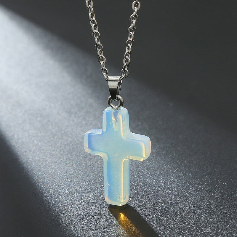 Collana con croce in pietra naturale Olivenorma 