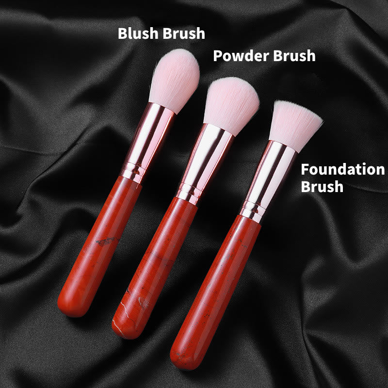 Olivenorma Pennello per il trucco con manico in cristallo naturale e decorazione in pietra preziosa 