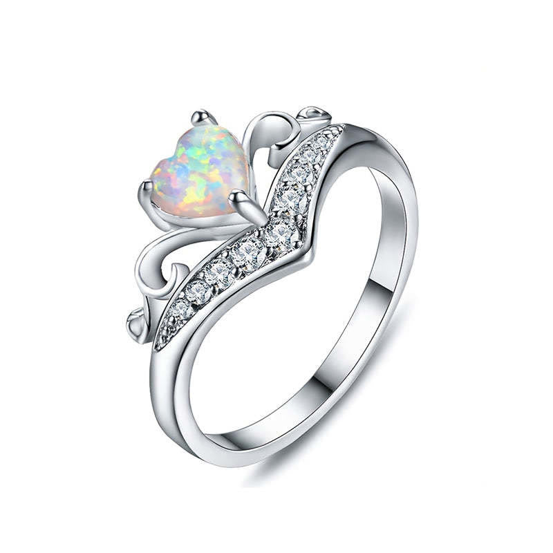 Anello Olivenorma "Peace of Mind" con corona di cuore in opale 