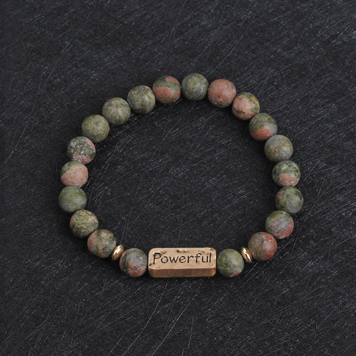 Bracciale con potente incisione Love Natural Gemstone Olivenorma