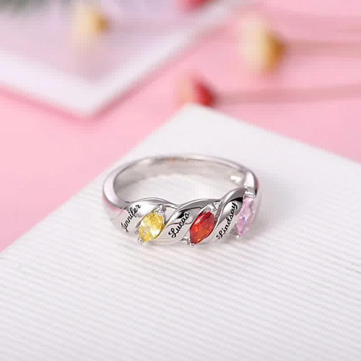 Anello personalizzato e inciso con pietre portafortuna "Memory" Olivenorma