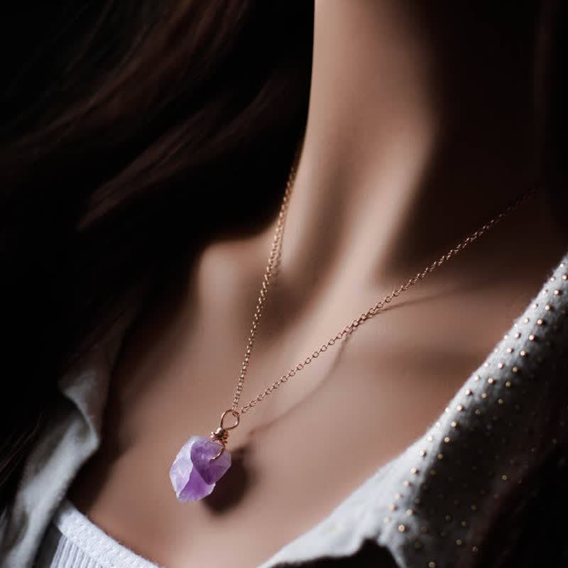 Collana di cristallo naturale di ametista delicata Olivenorma