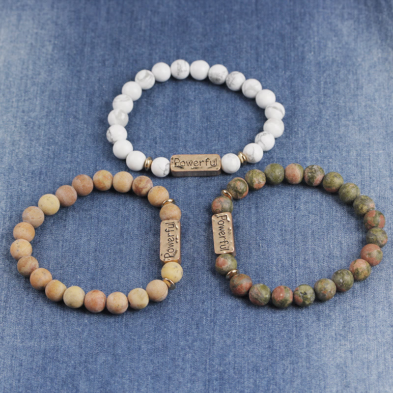 Bracciale con potente incisione Love Natural Gemstone Olivenorma
