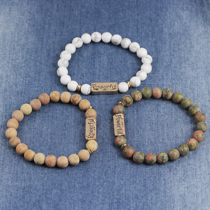 Bracciale con potente incisione Love Natural Gemstone Olivenorma
