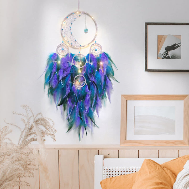 Olivenorma Decorazione a forma di mezza luna con luci Acchiappasogni 