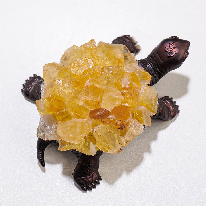 Olivenorma Natural Crystal Cluster Turtle Ornament Lampada Decorazione con pietre preziose