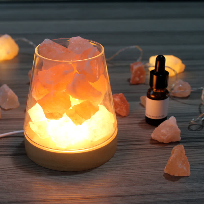 Olivenorma Calice di fuoco a forma di cristallo o lampada di sale rosa dell'Himalaya
