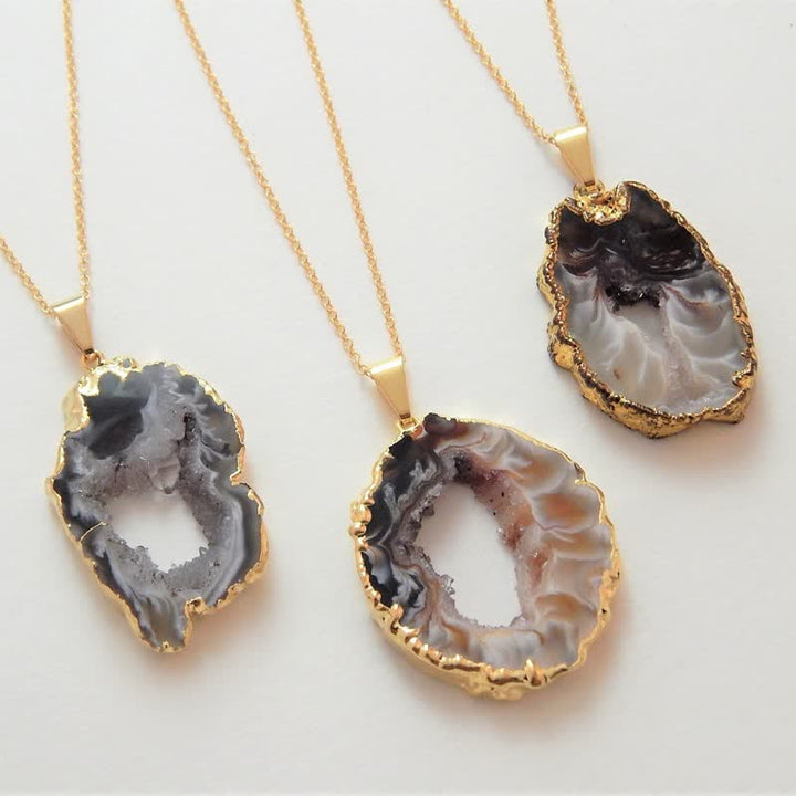 Collana in geode di agata naturale Olivenorma