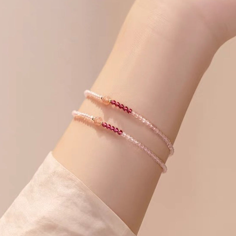 Cupido - Bracciale in cristallo rosa con pietra preziosa di quarzo fragola 