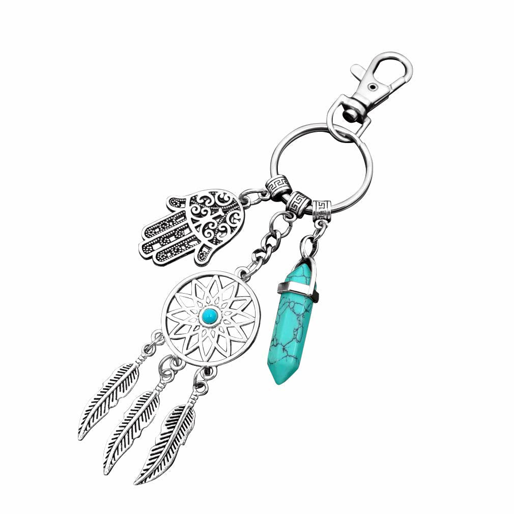 Olivenorma Natural Gemstone Dreamcatcher Ciondolo Hamsa Portachiavi