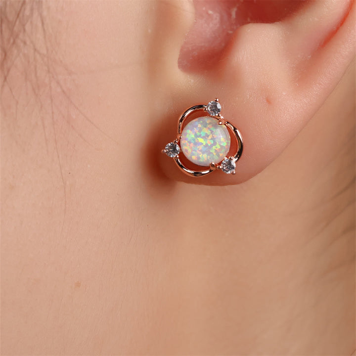 Orecchini a bottone Olivenorma Opal Small Round White Zircon 