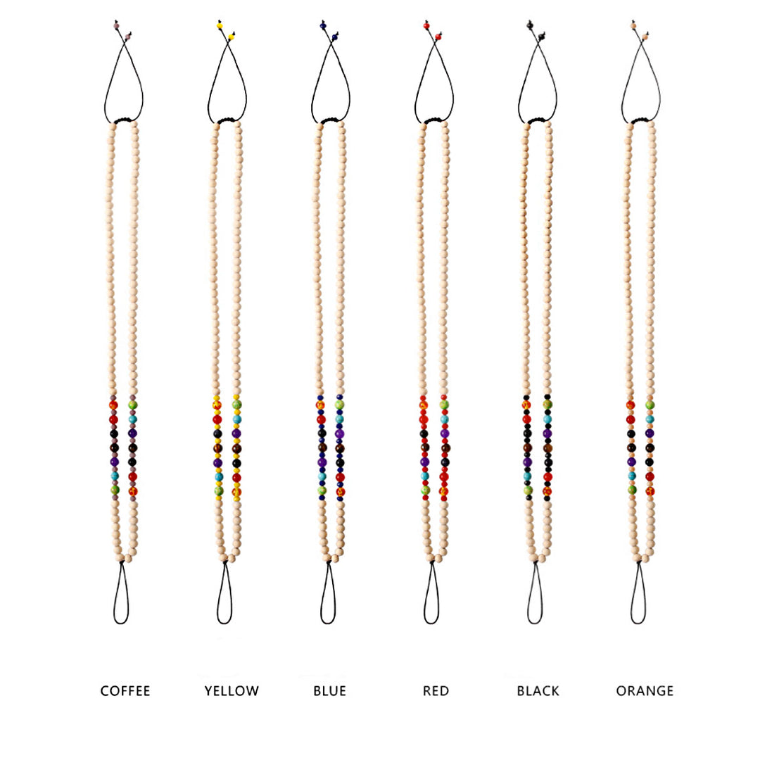 Olivenorma Cinturino per telefono in perline di legno di cristallo naturale