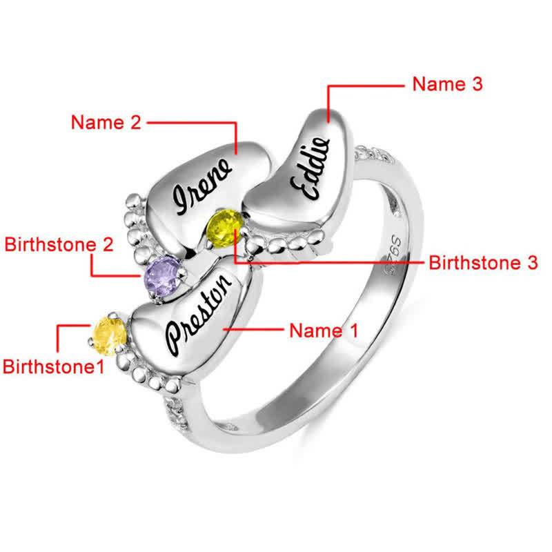 Olivenorma Anello creativo con pietre portafortuna incise sui piedi del bambino