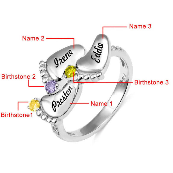Olivenorma Anello creativo con pietre portafortuna incise sui piedi del bambino