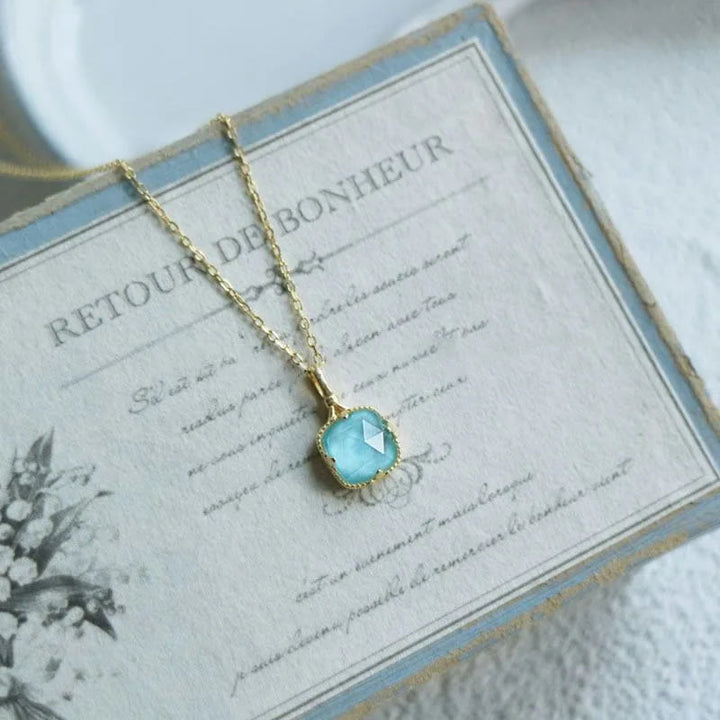 Collana Olivenorma con acquamarina sfaccettata quadrata 