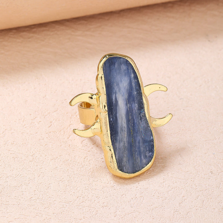 Anello regolabile con doppia luna curativa in cianite Olivenorma