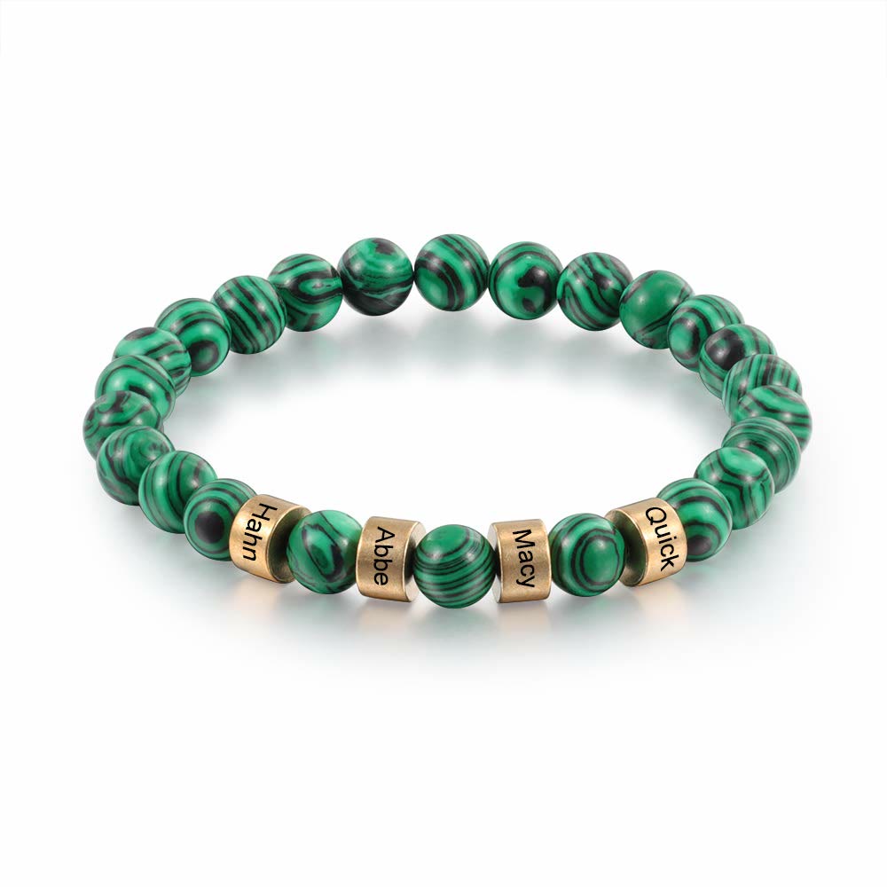 Olivenorma Bracciale da uomo con perline personalizzate con incisione su pietra naturale