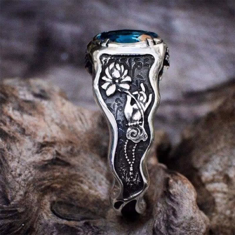 Olivenorma Buddhi Mudra - Anello con topazio azzurro svizzero 