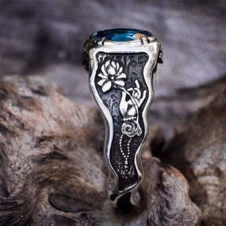 Olivenorma Buddhi Mudra - Anello con topazio azzurro svizzero 