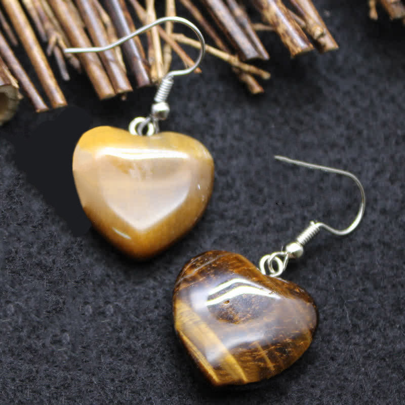 Orecchini di cristallo naturale con guarigione a forma di cuore