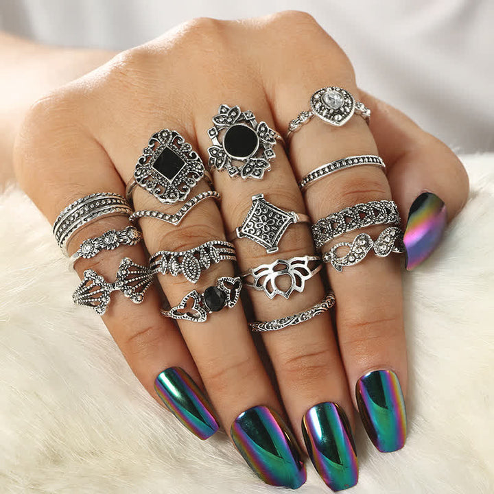 Olivenorma Vintage Obsidian 15 - Set di anelli