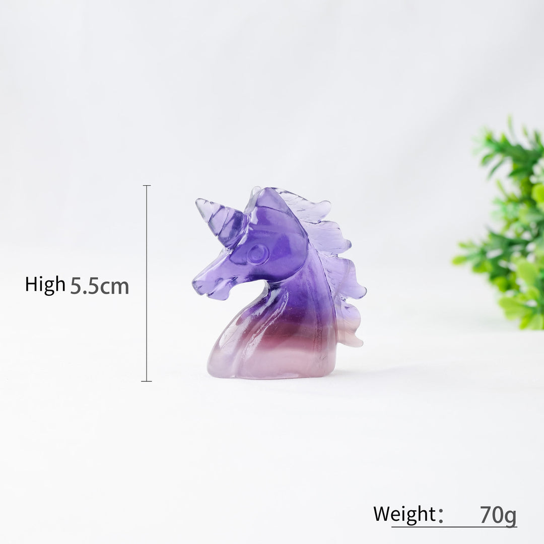 Decorazione in pietra preziosa unicorno fluorite arcobaleno naturale Olivenorma