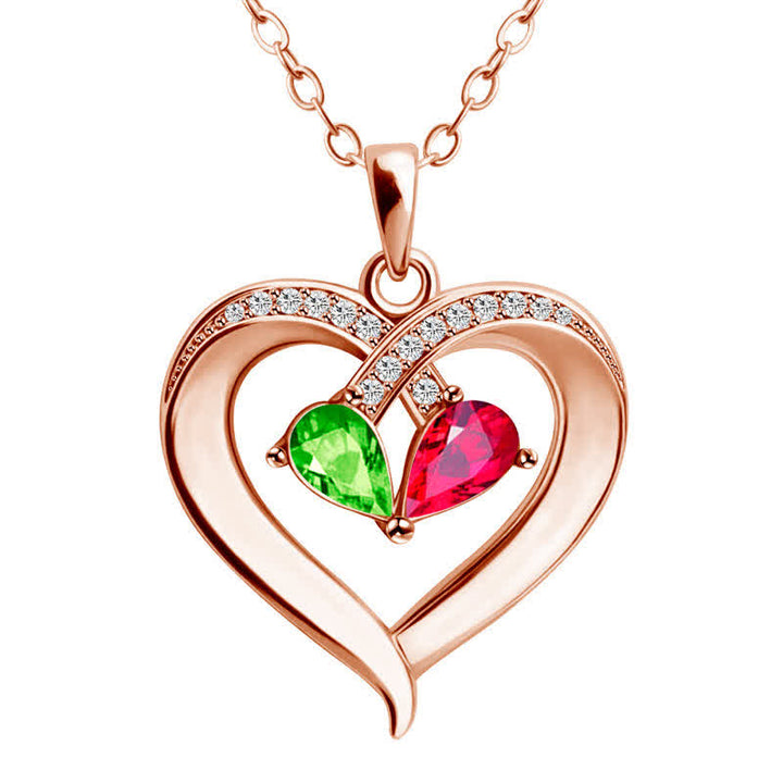 Collana personalizzata e incisa con pietre portafortuna a forma di cuore Olivenorma