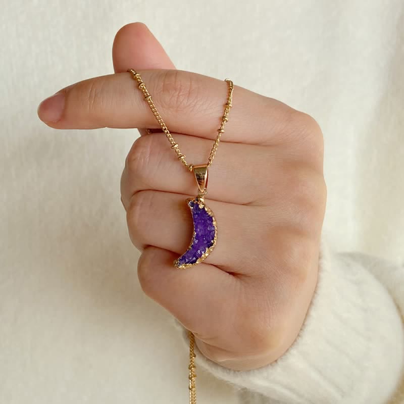 Collana con mezzaluna in cristallo naturale Olivenorma