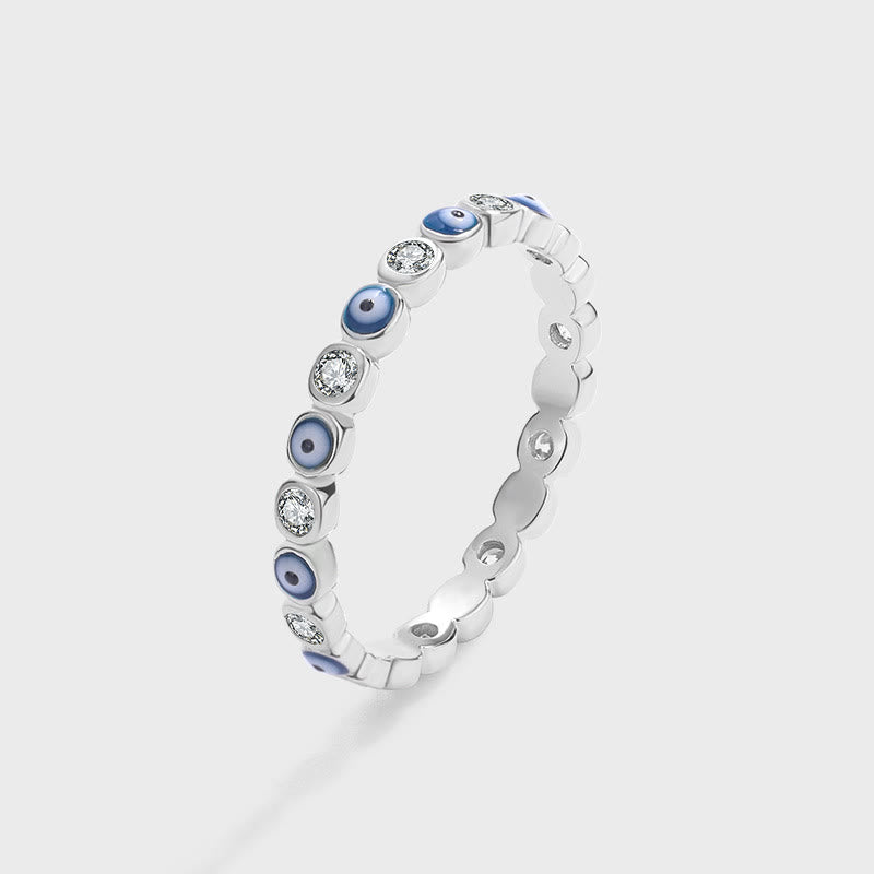 Anello Olivenorma S925 Sterling Silver Zircone Bianco Occhio Malvagio