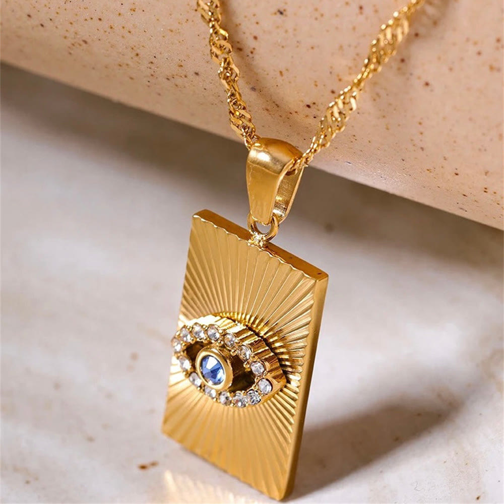 Collana con occhio maligno Olivenorma , topazio blu e zircone bianco 