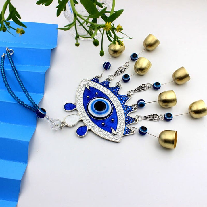 Olivenorma Occhio diabolico turco blu con 7 campanelli Decorazione da parete 