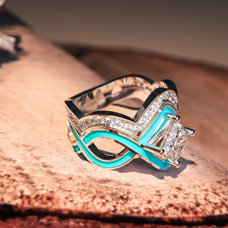 Anello Olivenorma Turchese Ocean Wave
