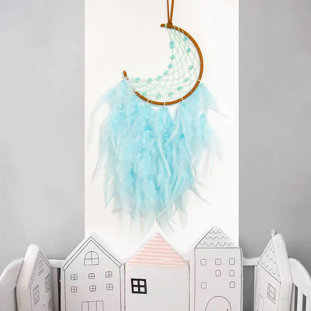 Olivenorma Acchiappasogni a forma di luna in giada viola turchese con perline fatto a mano 