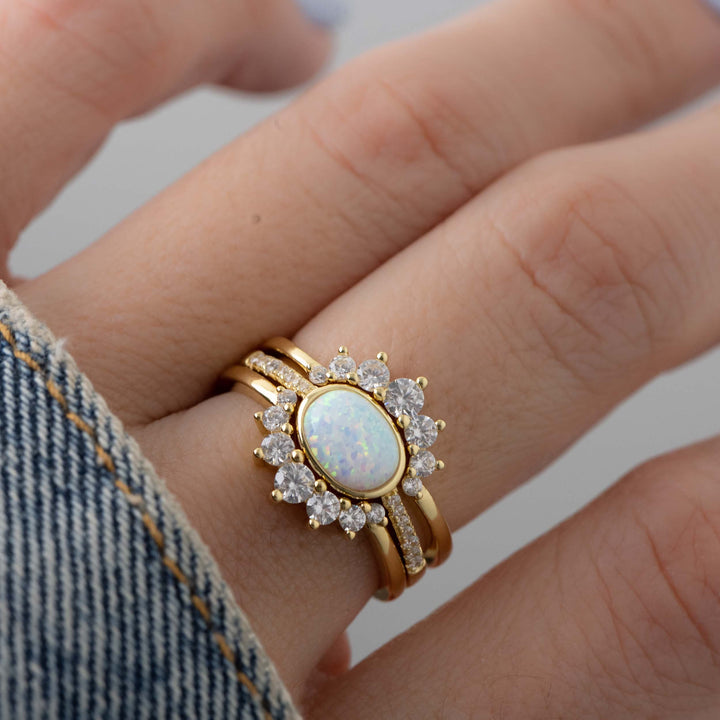 Olivenorma Opal Stacking Three Layer Ring