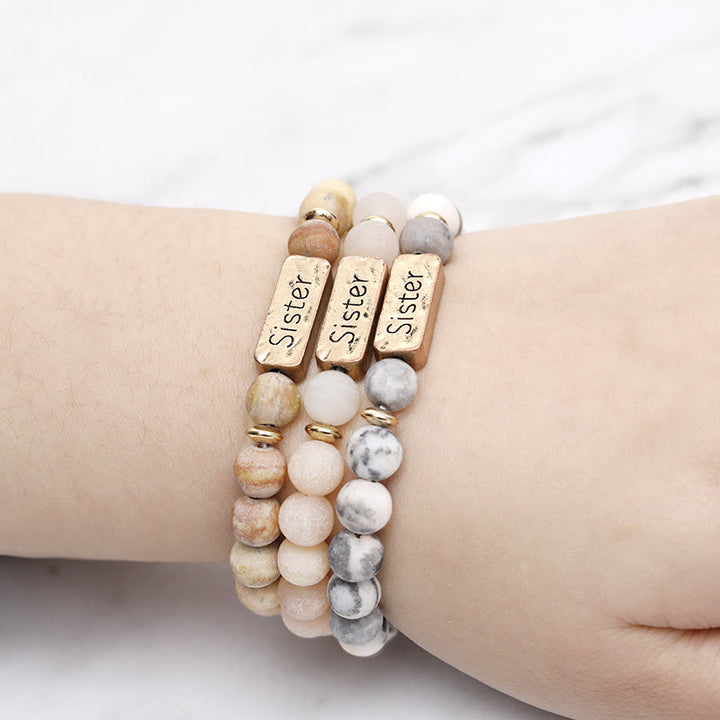 Bracciale con incisione della sorella in pietra preziosa naturale Olivenorma 