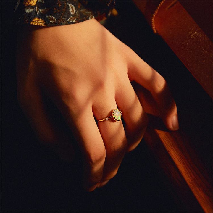 Collana con anello dorato giallo opale Olivenorma