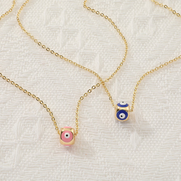 Collana con ciondolo a forma di occhio malvagio rotondo che gocciola olio Olivenorma